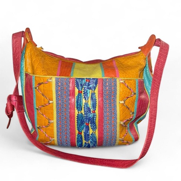 Handbags - vintage Sharif multicolor patchwork leather shoulder/hobo bag